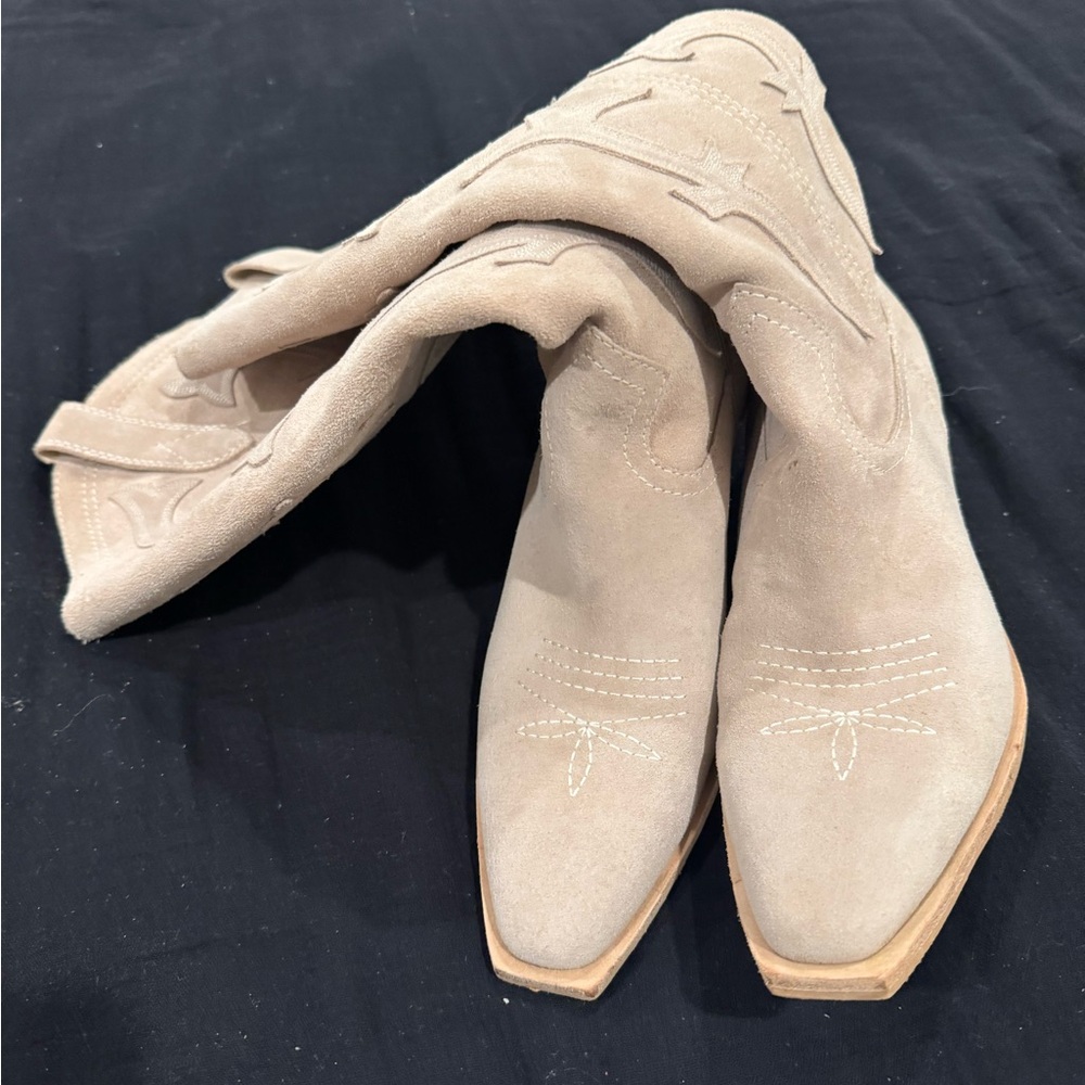 Dolce Vita Beige Embroidered Heeled Boots-see pic 4 details,angles&measurements - Picture 14 of 15